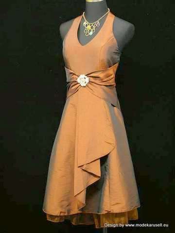 Neckholder Abendkleid Brautkleid Braun Bronze Gr.34 - Gr.64